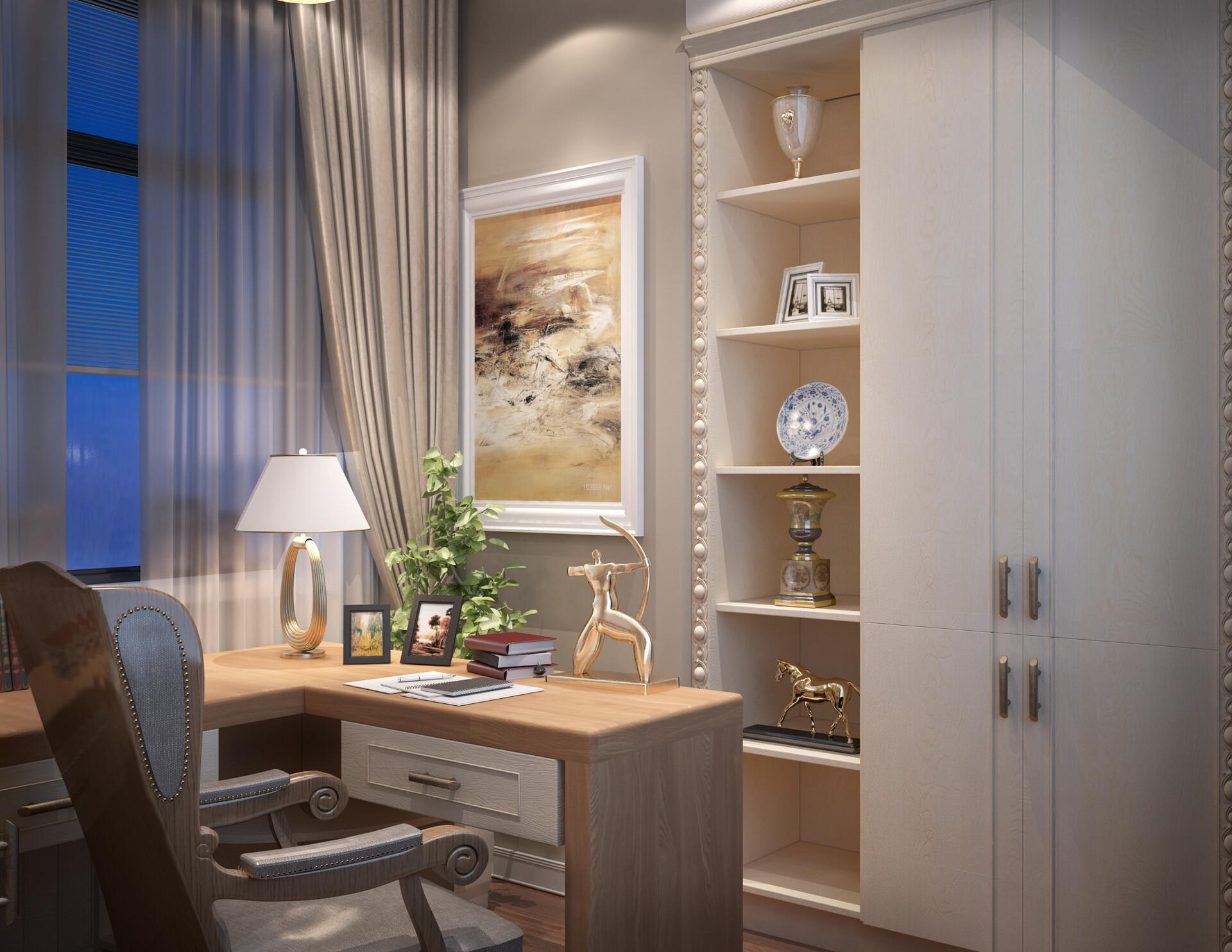 Custom Home Office Design | 3D Visualization Project — artwork 3