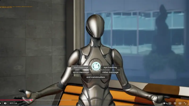 Unreal banking character with text, voice and other interaction options